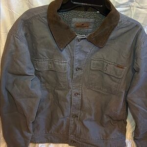 Woolrich Men's Charcoal Jacket with Chocolate Collar